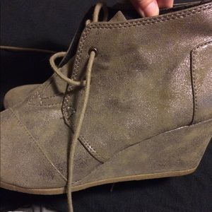 TOMS taupe sparkling wedges